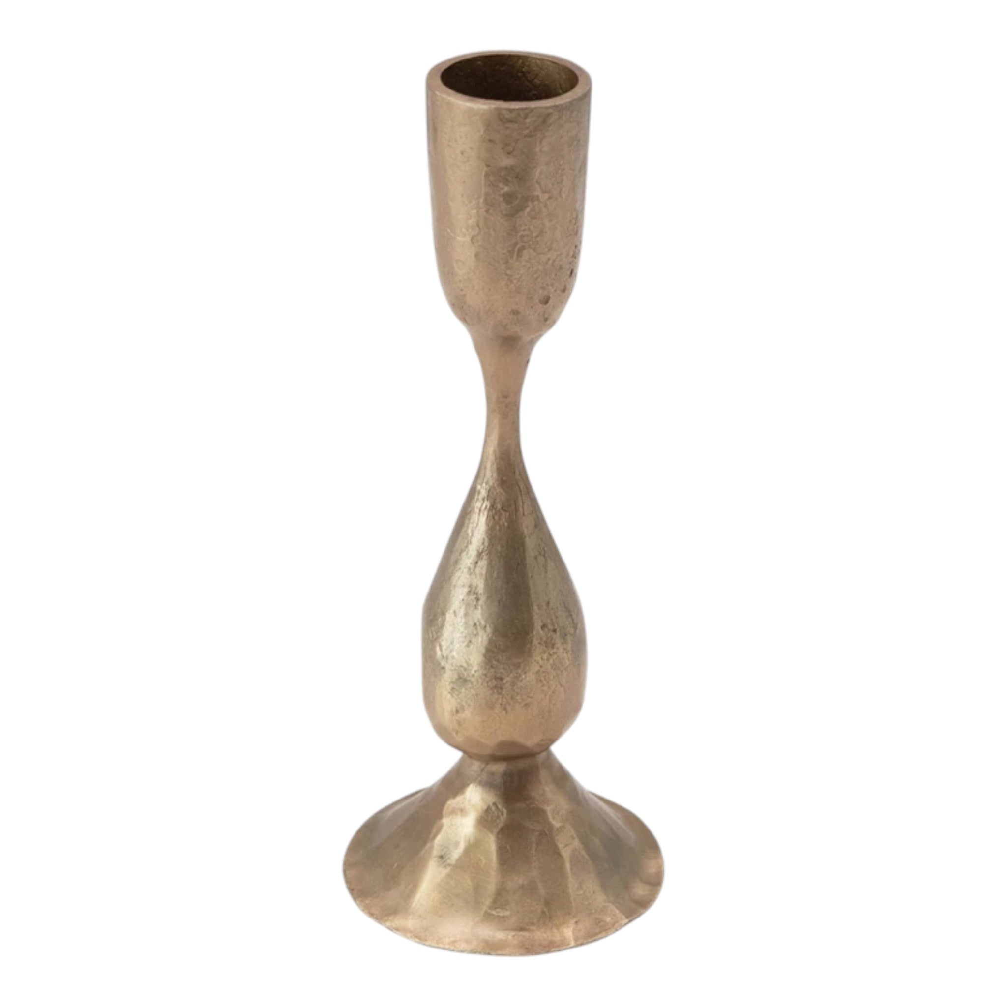 Hand-Forged Metal Taper Holder Antique Brass Finish  6 1/4" H